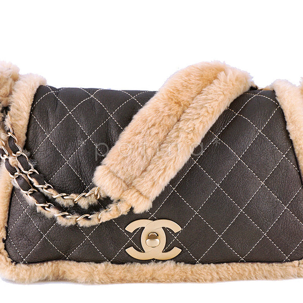 Chanel Brown Quilted Suede/Shearling Jumbo Classic Flap Bag Bag – Boutique  Patina