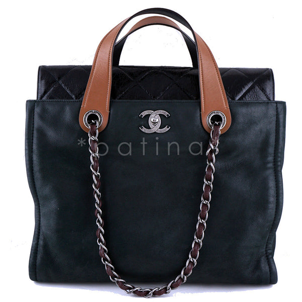 Chanel Black In the Mix Portobello Soft CC Turnlock Tote Bag