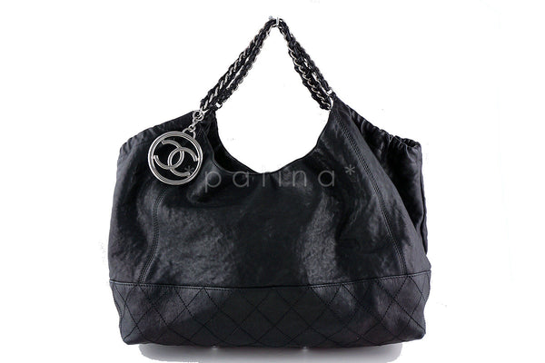 Chanel Black Luxury Modern Chain XL Coco Cabas Tote Bag - Boutique Patina