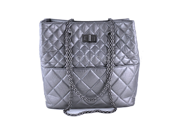 Chanel Silver Gray Tall Quilted Large Classic Reissue Tote Bag - Boutique Patina