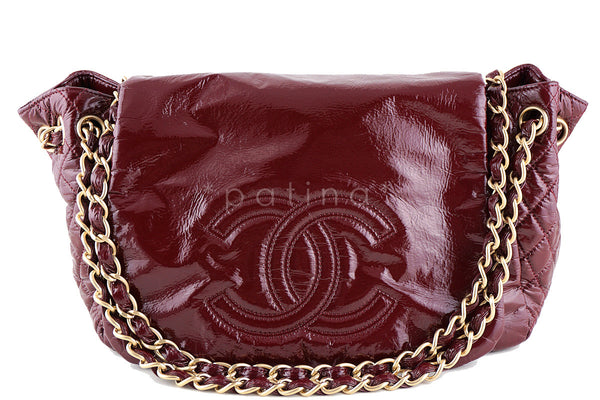 Chanel Bourdeaux Jumbo Patent Rock & Chain Flap Bag - Boutique Patina