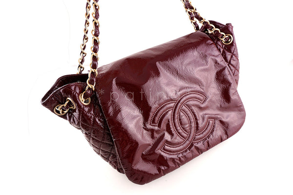 Chanel Bourdeaux Jumbo Patent Rock & Chain Flap Bag - Boutique Patina