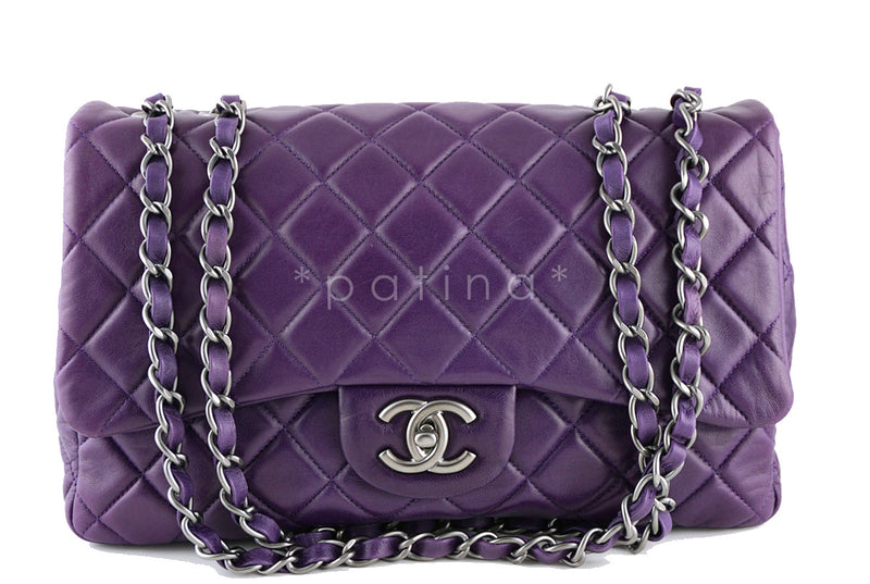 Chanel Violet Purple Lambskin Jumbo 2.55 Classic Flap Bag - Boutique Patina