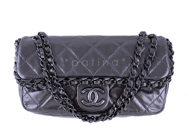 Chanel Dark Silver Chain Me Around 2.55 Medium Classic Flap Bag - Boutique Patina