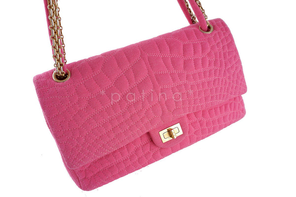 Chanel Pink Crocodile Print Reissue Flap, Canvas Classic Bag - Boutique Patina