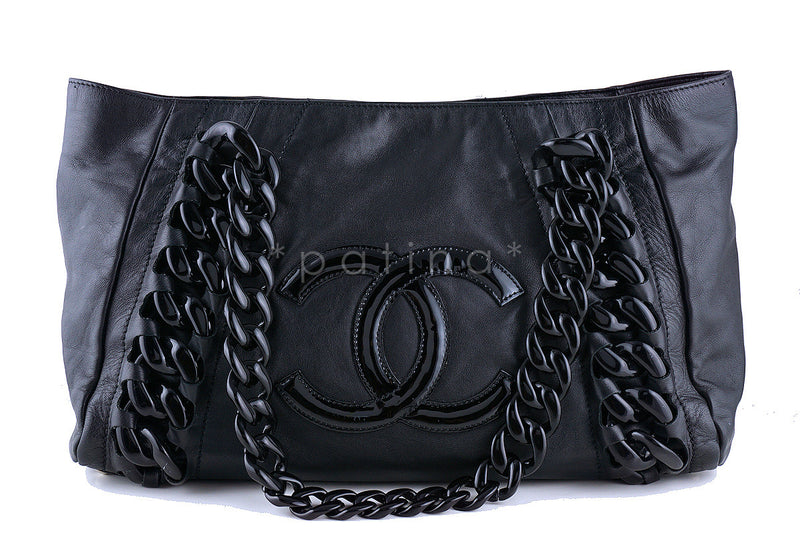 Chanel Black Luxury Modern Resin Chain Jumbo Shopper Tote Bag - Boutique Patina