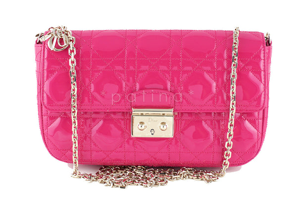 NEW Miss Dior Fucshia Pink Patent Promenade Pochette Christian D WOC Bag - Boutique Patina