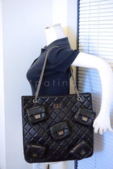 $8,000 Chanel Black Legendary Runway 5 Pocket Reissue Tote Bag - Boutique Patina