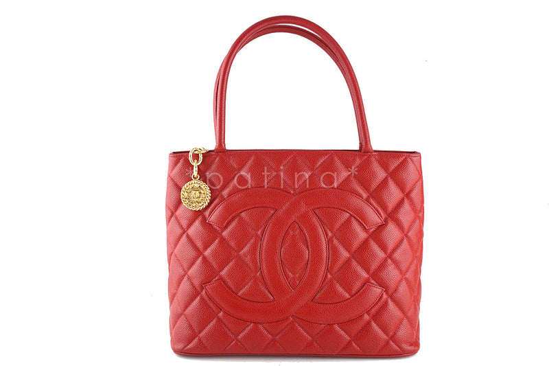 Chanel Red Caviar Classic Quilted Medallion Shopper Tote Bag - Boutique Patina