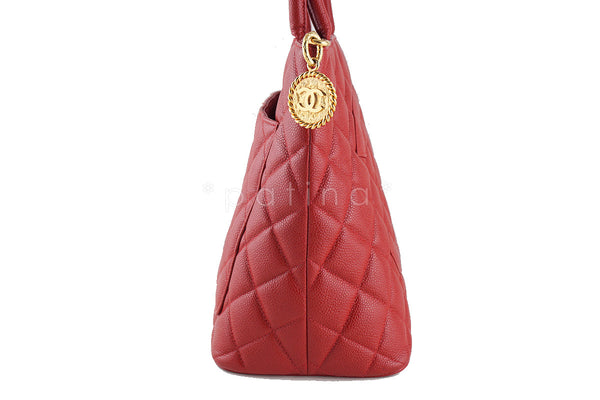 Chanel Red Caviar Classic Quilted Medallion Shopper Tote Bag - Boutique Patina