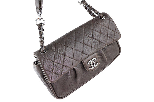 Chanel Taupe Brown Thick Pebbled Jumbo Classic Flap Bag - Boutique Patina