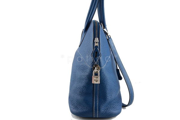 Hermes Blue Thalassa Clemence 35/37cm Mou Bolide Shoulder Tote Bag - Boutique Patina