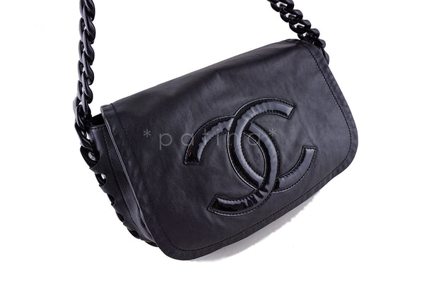 Chanel Black Luxury Modern Chain Resin Jumbo Flap Bag - Boutique Patina