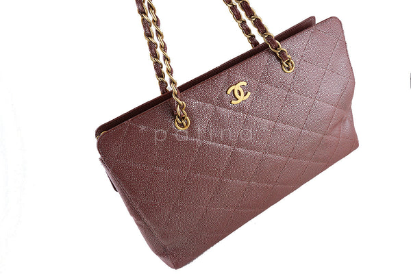 Chanel Pink Bronze Metallic Caviar Quilted Large Shopper Tote Bag - Boutique Patina