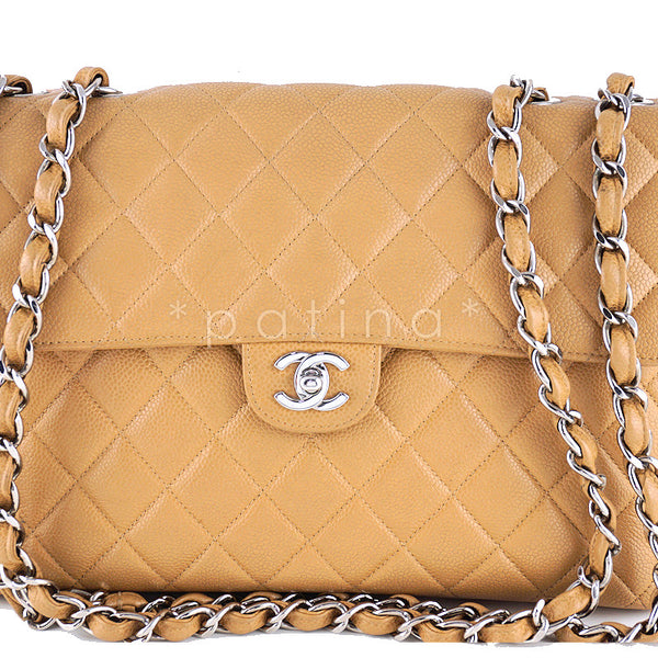 Chanel Jumbo Beige Caviar 2.55 Classic Flap Bag - Chanel