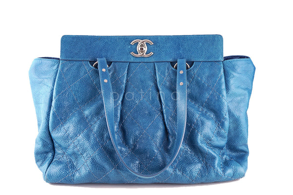 Chanel Turquoise Blue On the Road Giant Quilted Classic Tote Bag - Boutique Patina