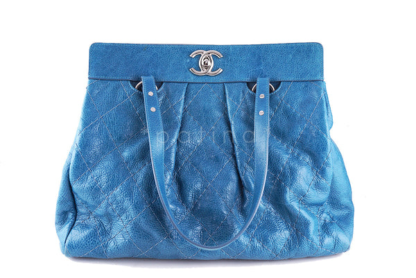 Chanel Turquoise Blue On the Road Giant Quilted Classic Tote Bag - Boutique Patina