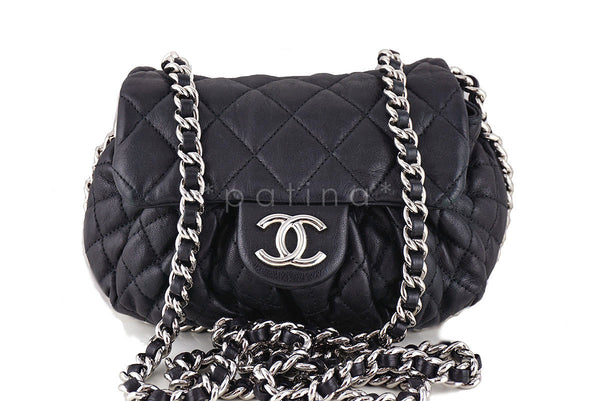 Chanel Black Small Chain Around Rounded Classic Cross Body Flap Bag - Boutique Patina