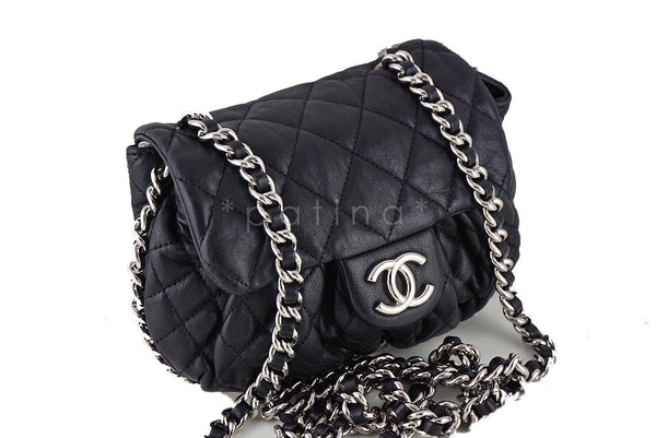 Chanel Black Small Chain Around Rounded Classic Cross Body Flap Bag - Boutique Patina