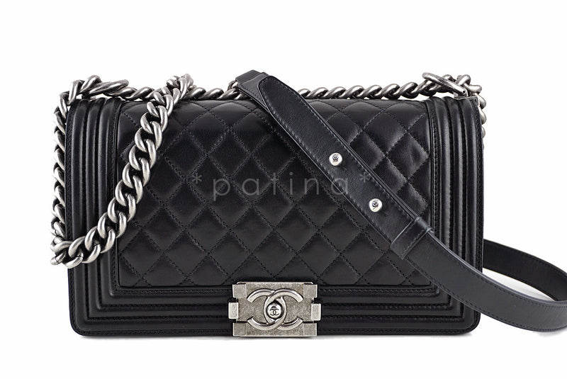 Chanel Black Le Boy Classic Flap Ruthenium RHW, Medium Lambskin Bag –  Boutique Patina