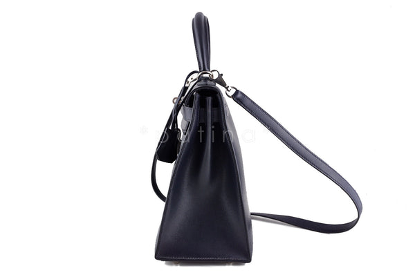 Hermes Indigo (Dark Navy) 28cm Box calf Kelly Sellier Bag - Boutique Patina