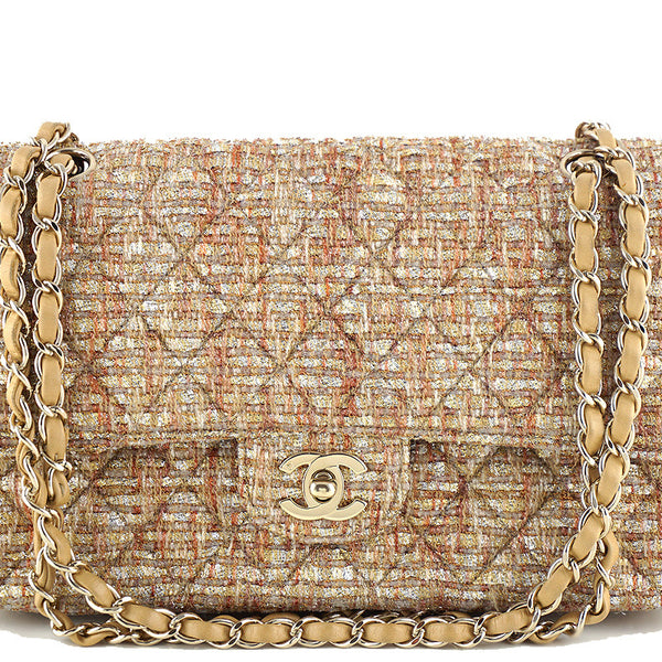 Chanel Gold-Beige Tweed Medium Classic 2.55 Flap Bag – Boutique Patina