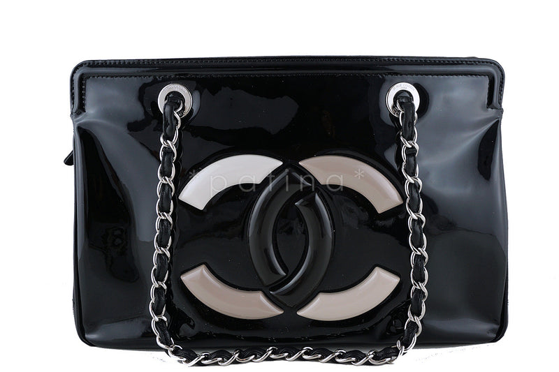 Chanel Limited Black Patent Lipstick CC GST Grand Shopper Tote Bag - Boutique Patina
