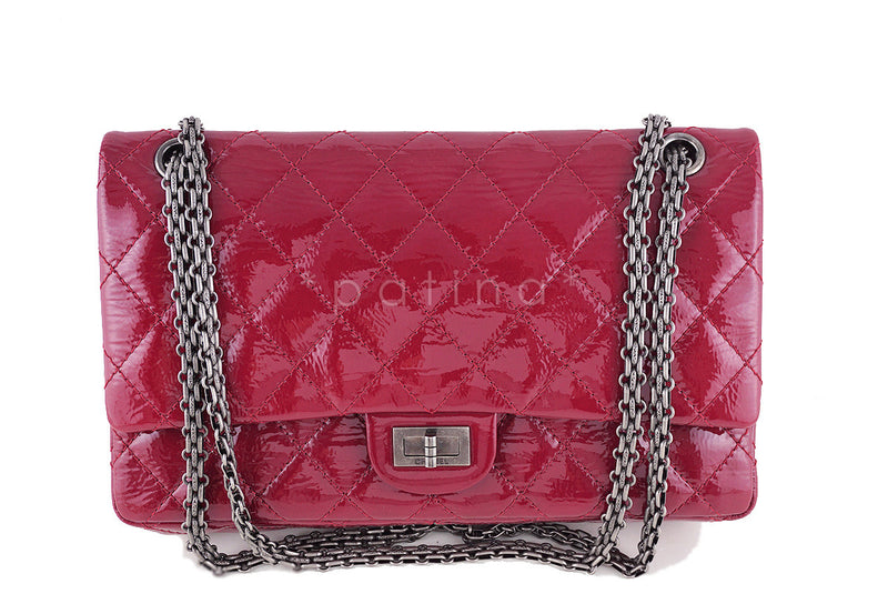 Chanel Raspberry Dark Pink Patent 226 Reissue Classic 2.55 Double Flap Bag - Boutique Patina