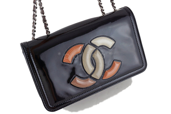 Chanel Black Patent Logo Lipstick Flap Bag - Boutique Patina