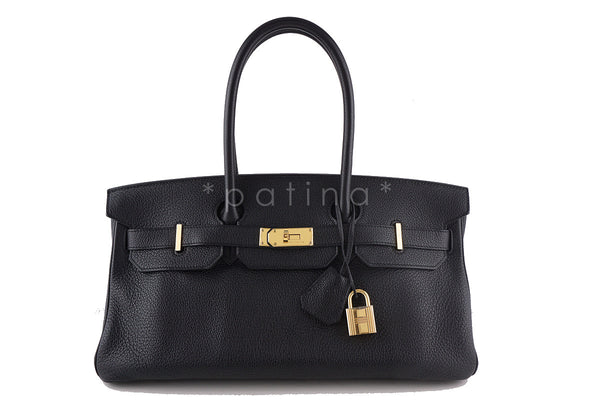 Hermes Black 42cm Clemence Shoulder Birkin II JPG Bag, Pristine - Boutique Patina