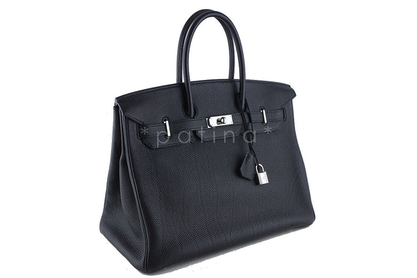 Hermes Black 35cm Birkin Bag, Togo PHW Pristine - Boutique Patina