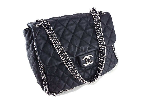 Chanel Black Chain Around Maxi Luxe Flap Jumbo XL Bag - Boutique Patina