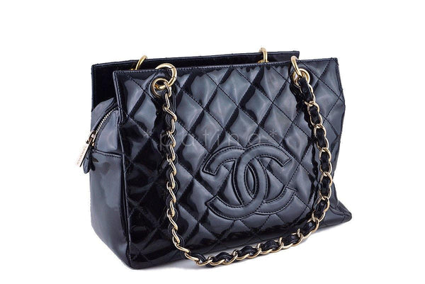Chanel Black Patent Quilted Timeless Shopper Tote Bag - Boutique Patina
