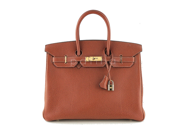 Hermes 35cm Birkin Bag, Buffle Skipper Chestnut Brown Marron Glace, Pristine - Boutique Patina