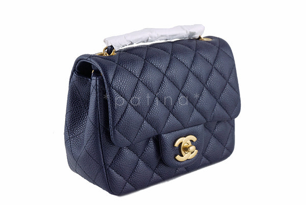 NWT 16C Chanel Navy Caviar  Square Mini 2.55 Classic Flap Bag - Boutique Patina
