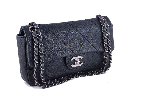Chanel Black Distressed Caviar Outdoor Ligne Classic Flap Bag - Boutique Patina