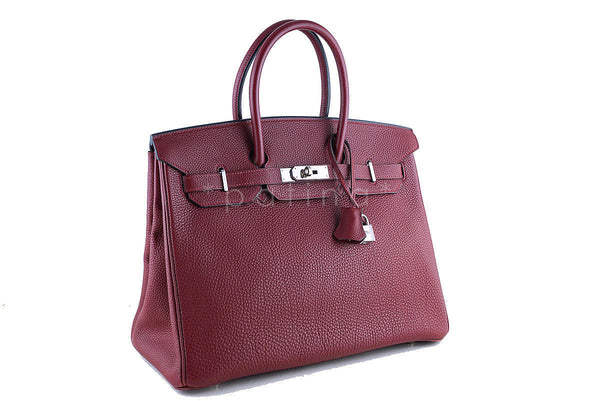 Hermes Red Rouge H 35cm Birkin Bag, Clemence PHW - Boutique Patina