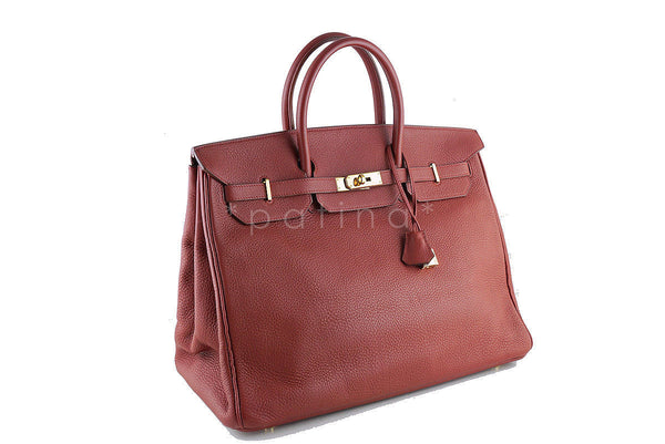 Hermes Birkin Bag, 40cm Sienna Brick Red-Brown Clemence GHW - Boutique Patina