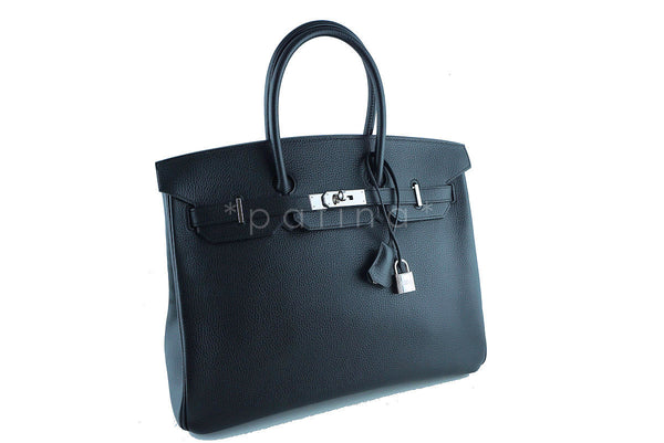 Hermes Black 35cm Birkin Bag, Vache Liegee PHW, RARE - Boutique Patina
