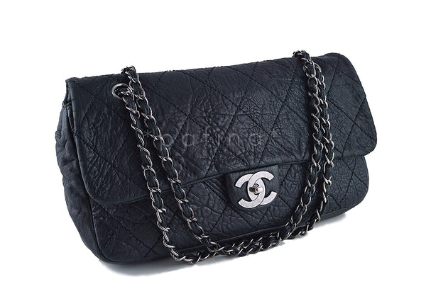 Chanel Black Le Marais Pebbled Quilted Classic Jumbo Flap Bag - Boutique Patina