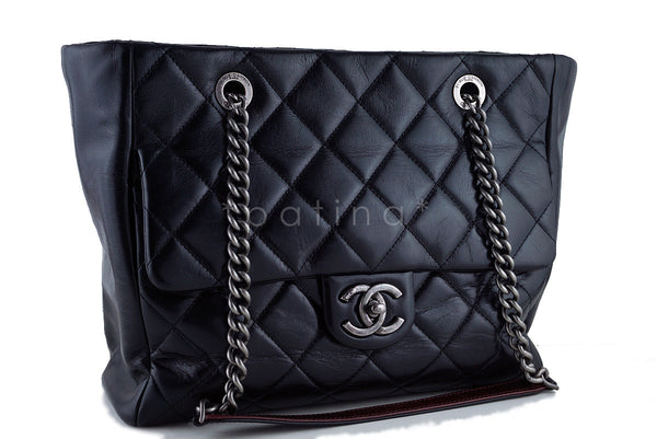 Chanel Black Shopper Classic Flap Tote with Boy Chain Bag - Boutique Patina