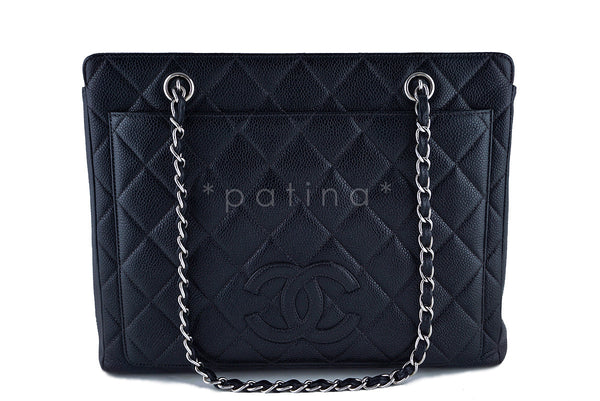 Chanel Black Caviar Timeless Logo Medium GST Shopper Tote Bag - Boutique Patina