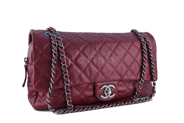 Chanel Iridescent Red Caviar Jumbo-sized Classic Easy Flap Bag - Boutique Patina