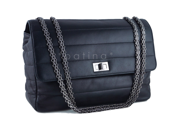 Chanel Black Soft Lambskin Bar-Quilted Classic Jumbo Reissue Flap Bag - Boutique Patina