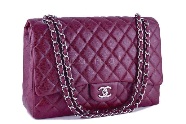 CHANEL Metallic Caviar Quilted Medium Double Flap Argent 1125553