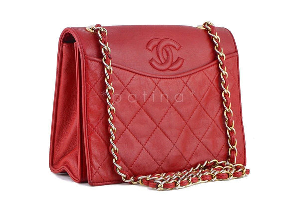 Chanel Vintage Red Quilted Small Lambskin Vintage Logo Classic Flap Bag - Boutique Patina