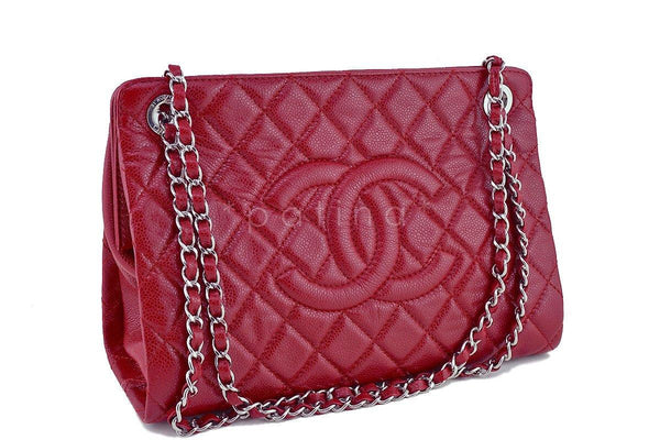 Chanel Red Caviar Quilted Framed Grand Shopping Tote GST Bag - Boutique Patina