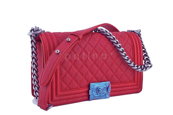 NWT 16A Chanel Red Caviar Boy Classic Flap, Medium Bag - Boutique Patina