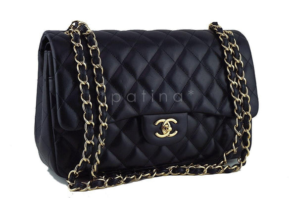 Chanel Black Lambskin Jumbo 2.55 Classic Double Flap Bag - Boutique Patina