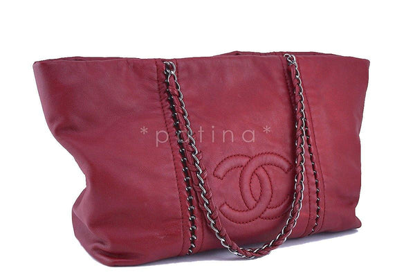 Chanel Red Large Luxury Ligne Soft Calfskin Tote Bag - Boutique Patina